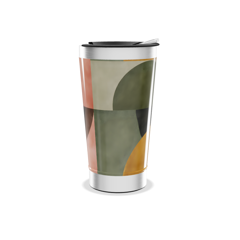 Copo Térmico - Design Abstrato Preto e Rosa