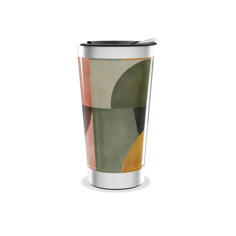 Copo Térmico - Design Abstrato Preto e Rosa