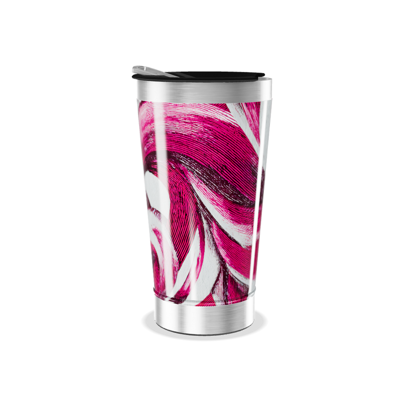 Copo Térmico - Estampa Rosa Abstrata