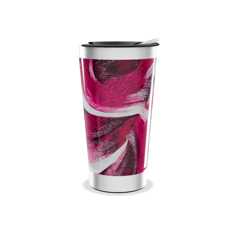 Copo Térmico - Estampa Rosa Abstrata