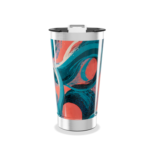 Copo Térmico - Azul e Coral Abstrato