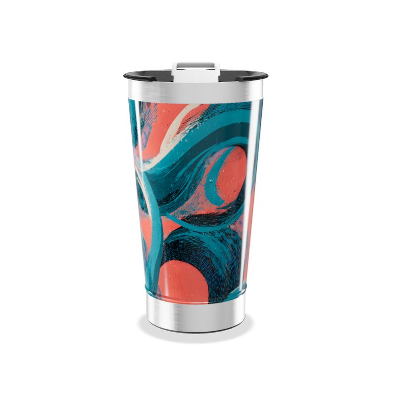 Copo Térmico - Azul e Coral Abstrato
