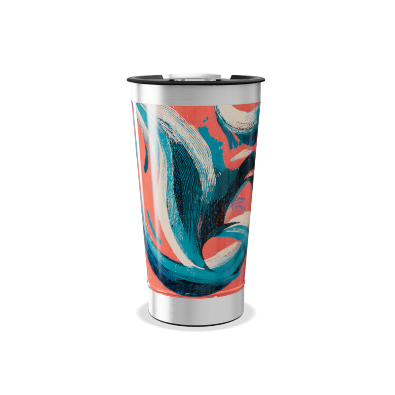 Copo Térmico - Azul e Coral Abstrato