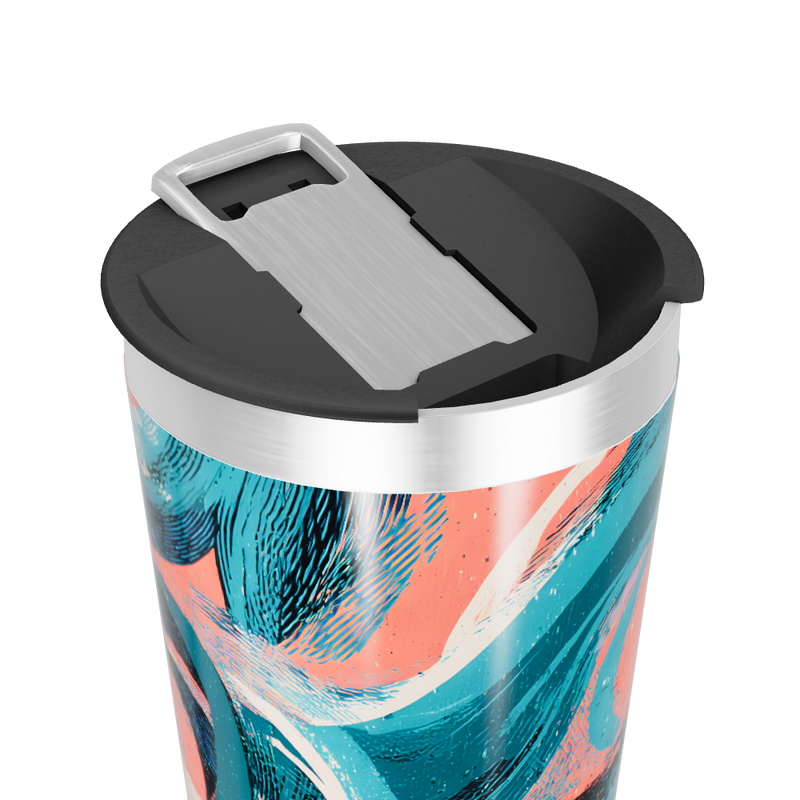 Copo Térmico - Azul e Coral Abstrato