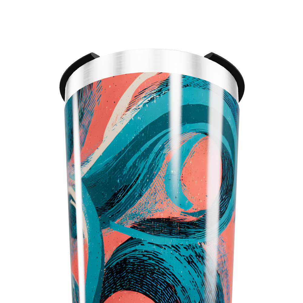 Copo Térmico - Azul e Coral Abstrato