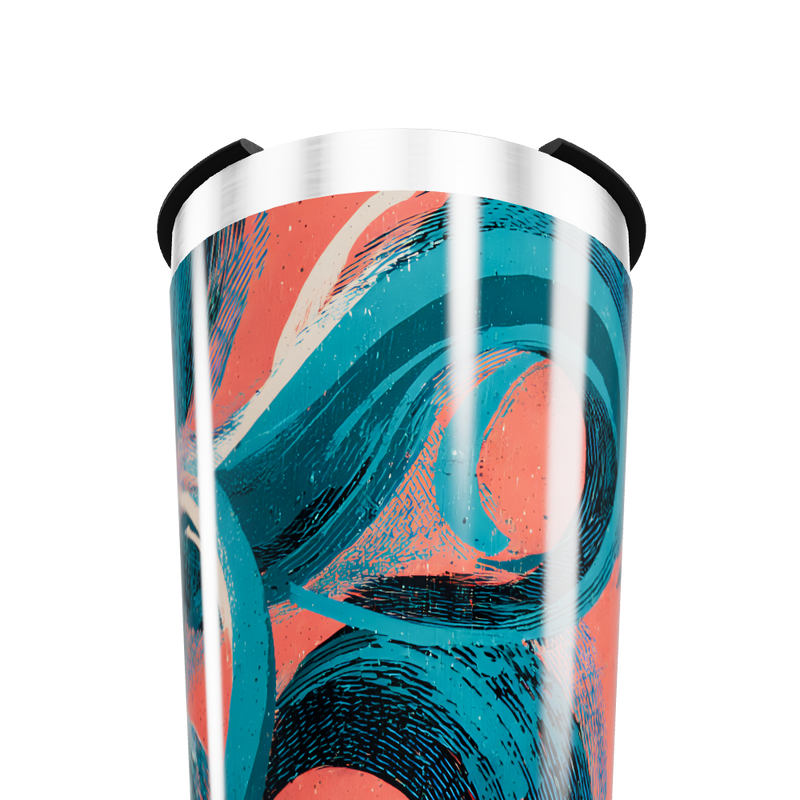 Copo Térmico - Azul e Coral Abstrato