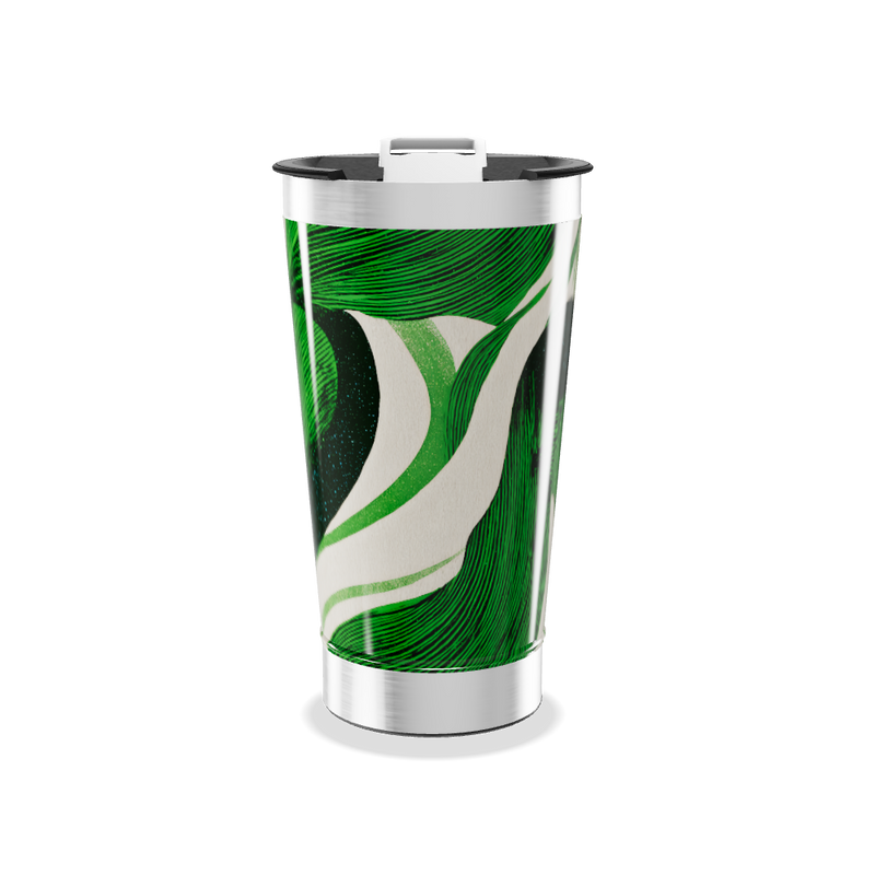 Copo Térmico - Verde com Estampa Abstrata