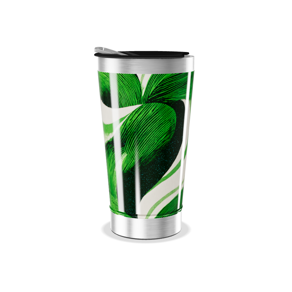 Copo Térmico - Verde com Estampa Abstrata