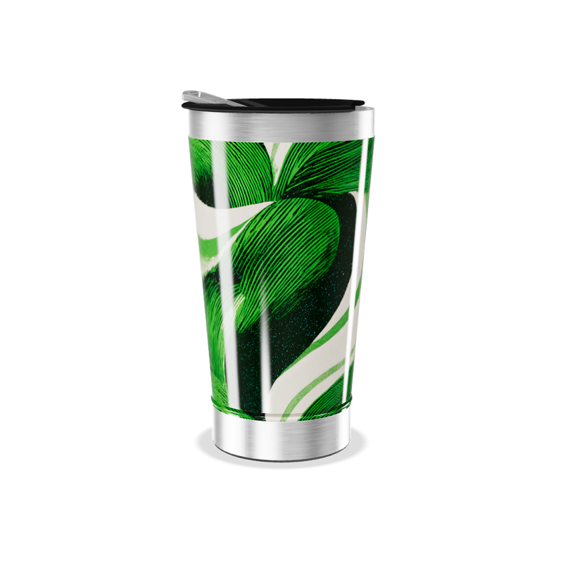 Copo Térmico - Verde com Estampa Abstrata