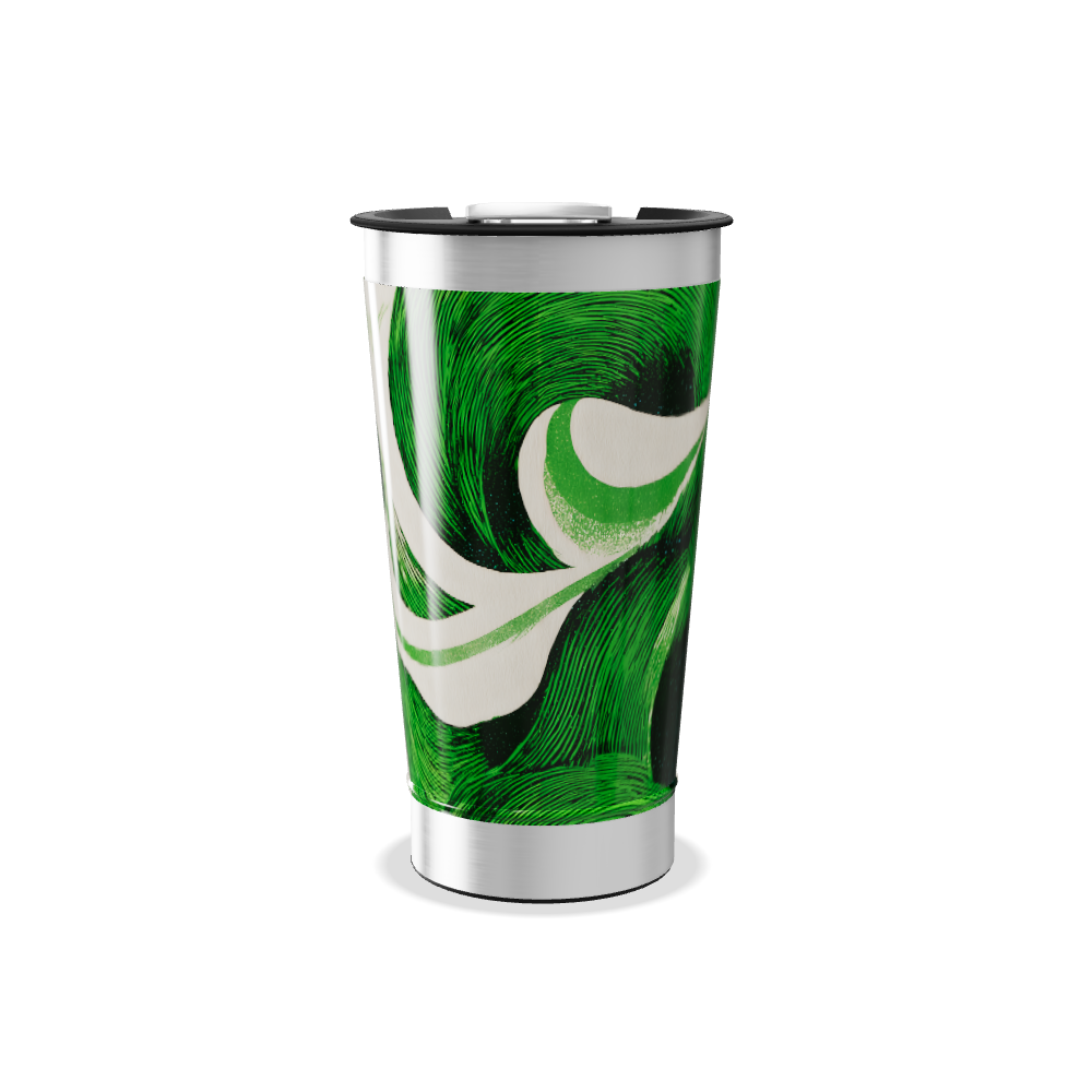 Copo Térmico - Verde com Estampa Abstrata