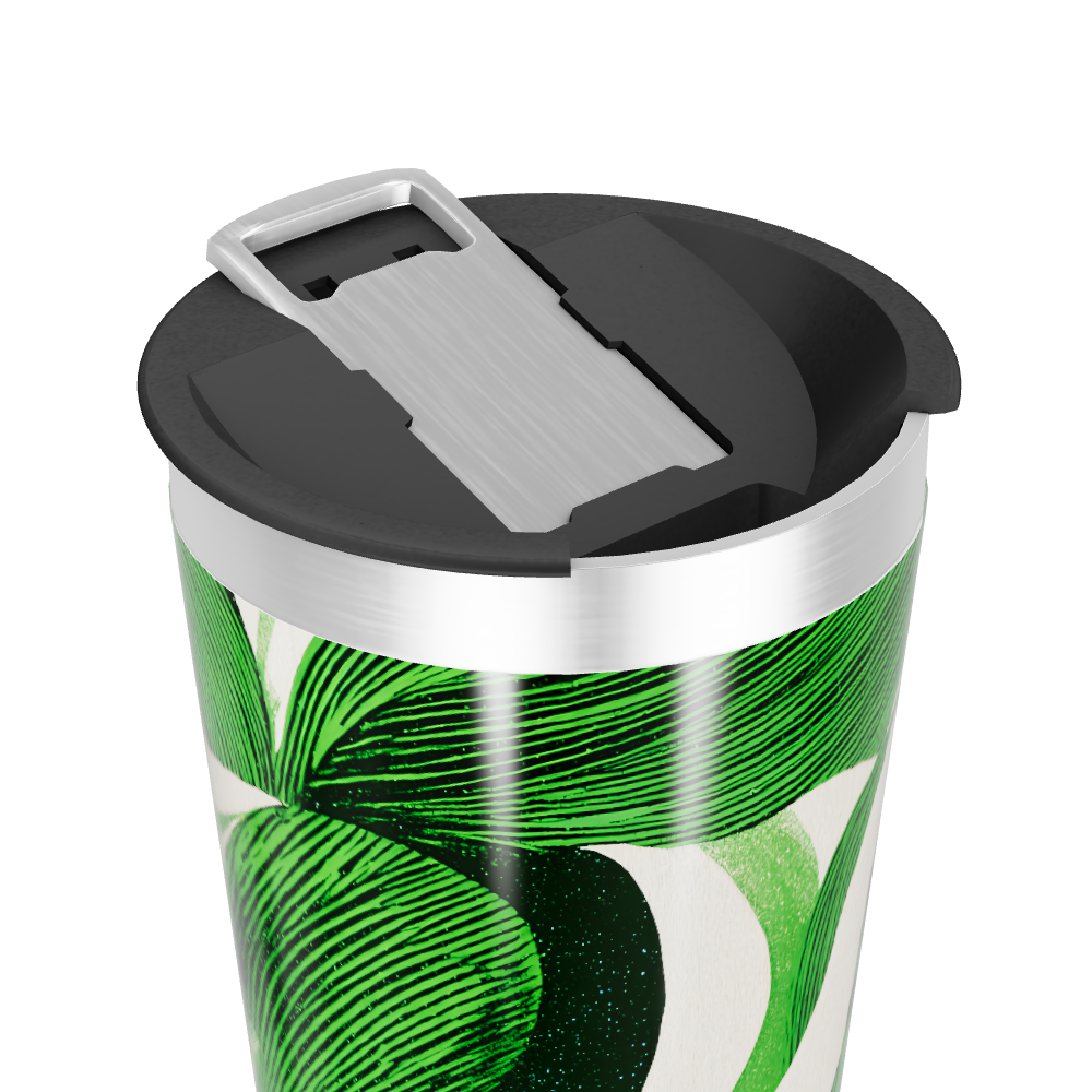 Copo Térmico - Verde com Estampa Abstrata