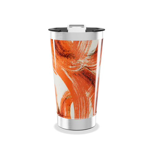 Copo Térmico - Estampa Abstrata Laranja