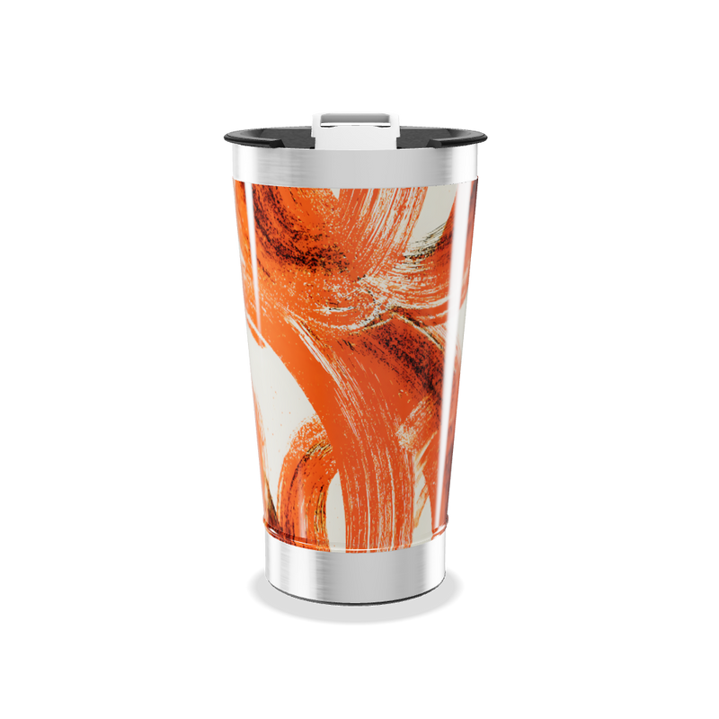 Copo Térmico - Estampa Abstrata Laranja
