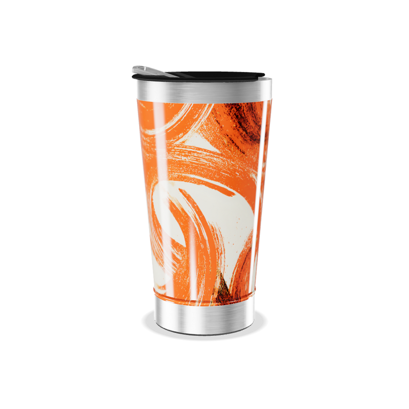 Copo Térmico - Estampa Abstrata Laranja