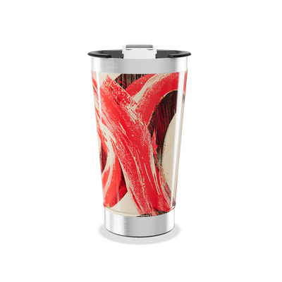 Copo Térmico - Estampa Vermelha Abstrata