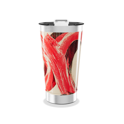Copo Térmico - Estampa Vermelha Abstrata