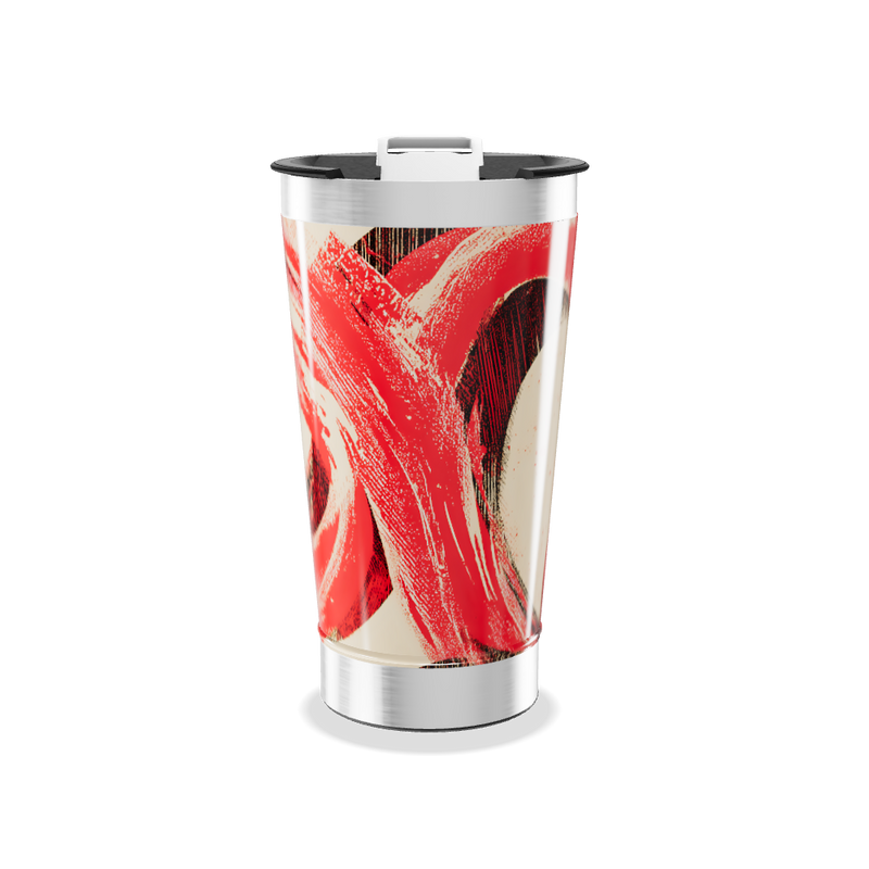 Copo Térmico - Estampa Vermelha Abstrata