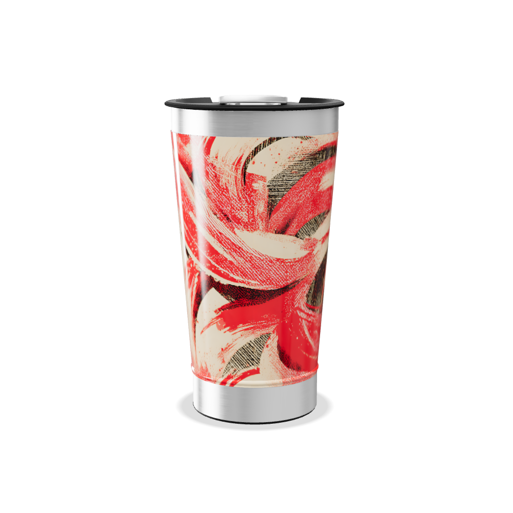 Copo Térmico - Estampa Vermelha Abstrata