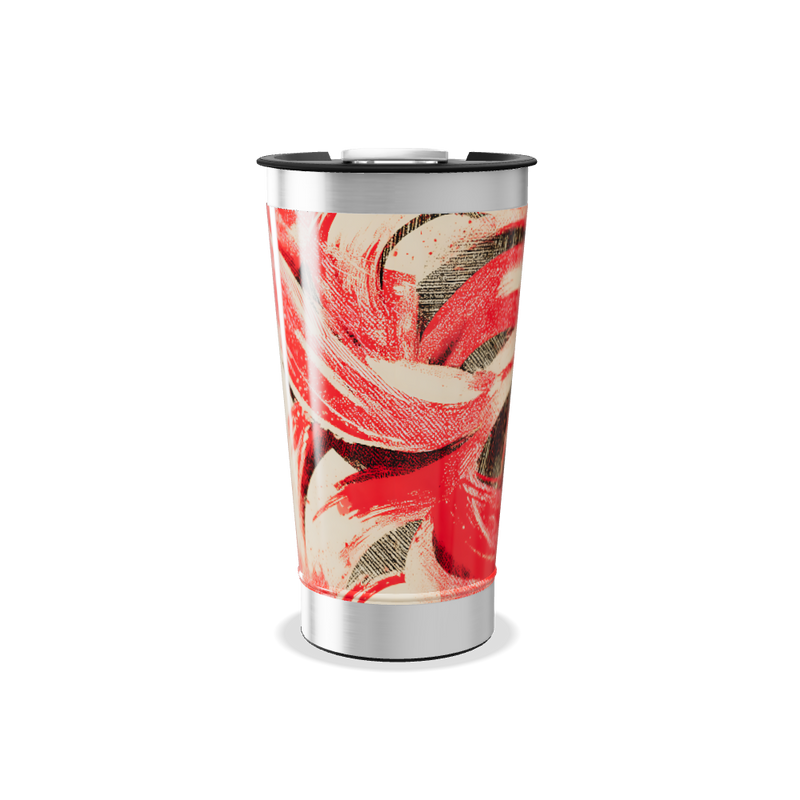 Copo Térmico - Estampa Vermelha Abstrata