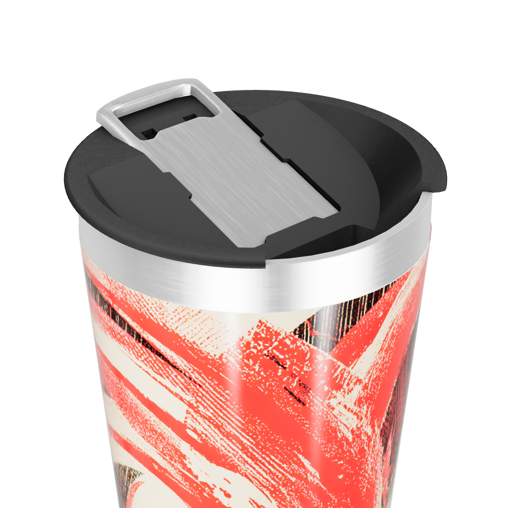Copo Térmico - Estampa Vermelha Abstrata