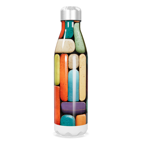 Garrafa Inox Multicolorida Estampada