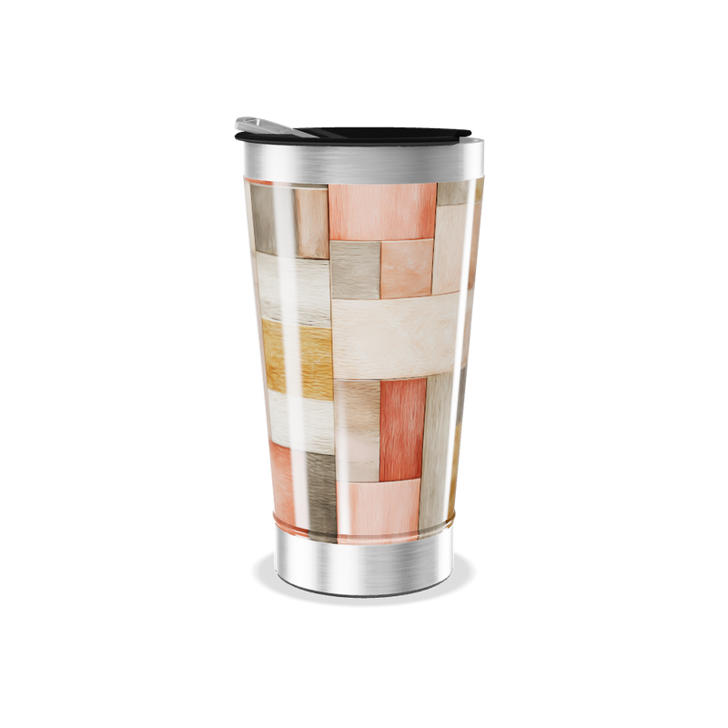Copo Térmico - Estampa Madeira Colorida