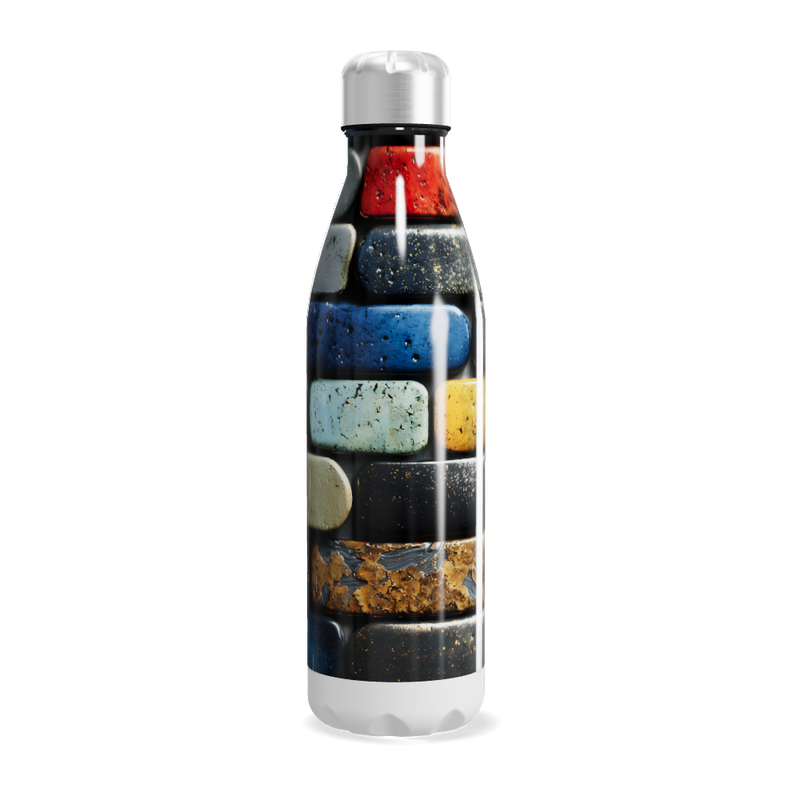 Garrafa Inox Estampada Pedras Coloridas