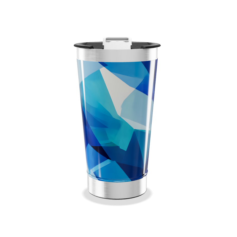 Copo Térmico - Azul com Estampa Geométrica