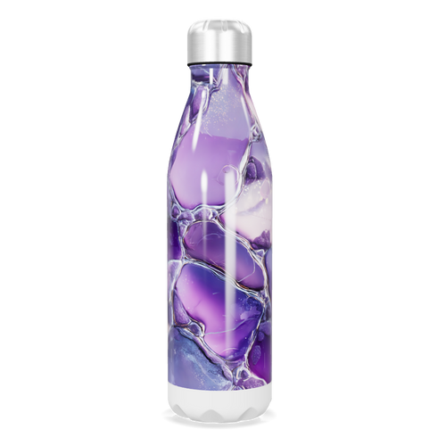 Garrafa Inox - Roxa com Design Marmorizado