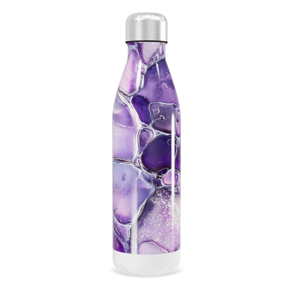 Garrafa Inox - Roxa com Design Marmorizado