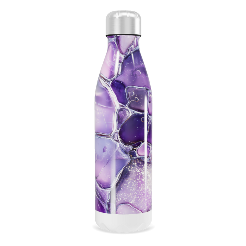 Garrafa Inox - Roxa com Design Marmorizado