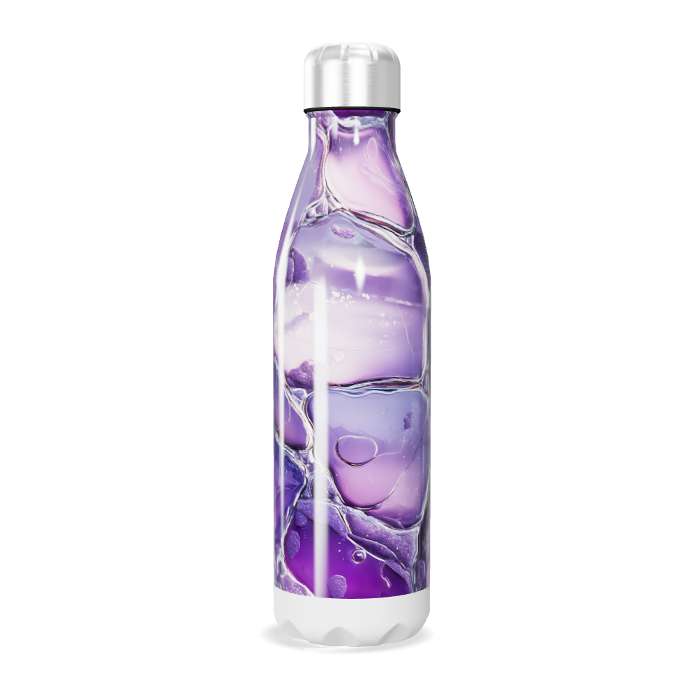 Garrafa Inox - Roxa com Design Marmorizado