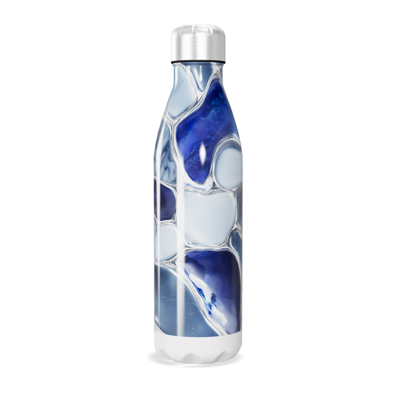 Garrafa Inox Azul - Design Marmorizado