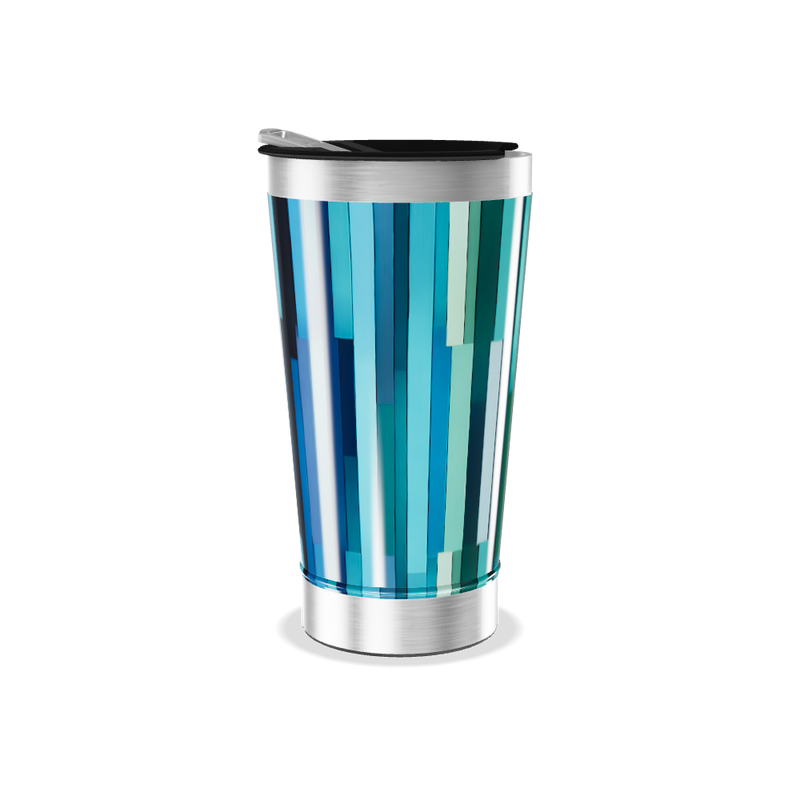 Copo Térmico - Azul com Listras Verticais