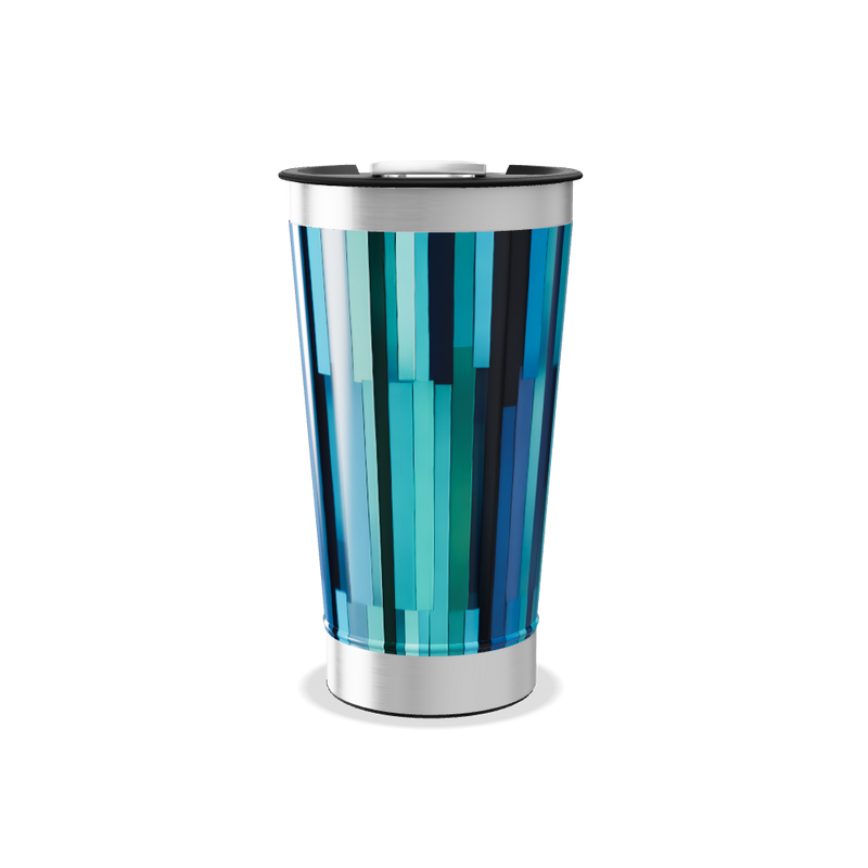 Copo Térmico - Azul com Listras Verticais