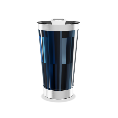 Copo Térmico - Azul com Listras Geométricas