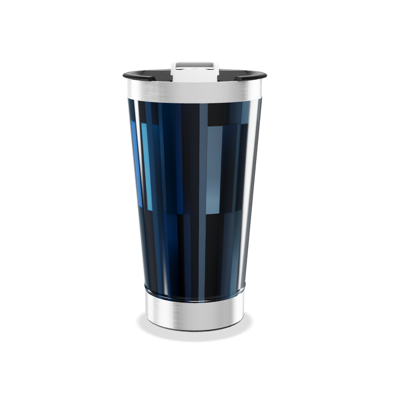 Copo Térmico - Azul com Listras Geométricas