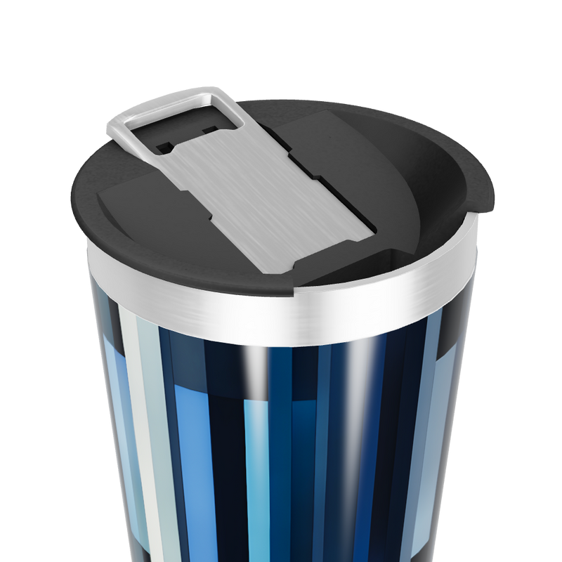 Copo Térmico - Azul com Listras Geométricas