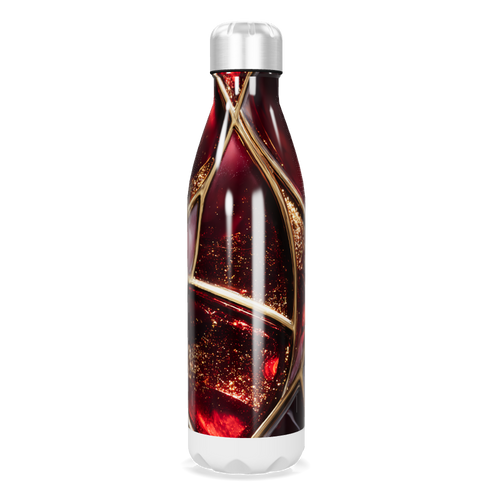 Garrafa Inox - Vermelha com Detalhes Dourados