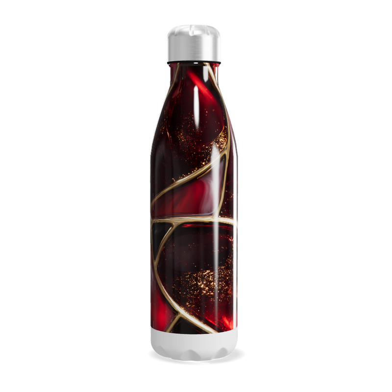 Garrafa Inox - Vermelha com Detalhes Dourados