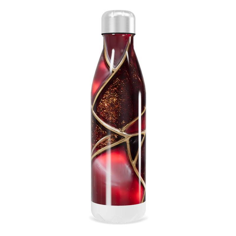Garrafa Inox - Vermelha com Detalhes Dourados
