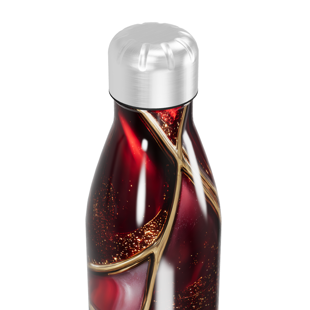 Garrafa Inox - Vermelha com Detalhes Dourados
