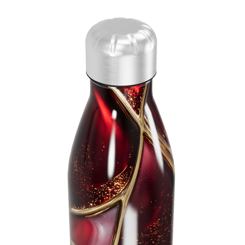 Garrafa Inox - Vermelha com Detalhes Dourados