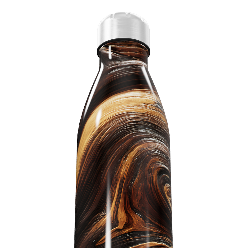 Garrafa Inox Marrom - Estampa Marmorizada