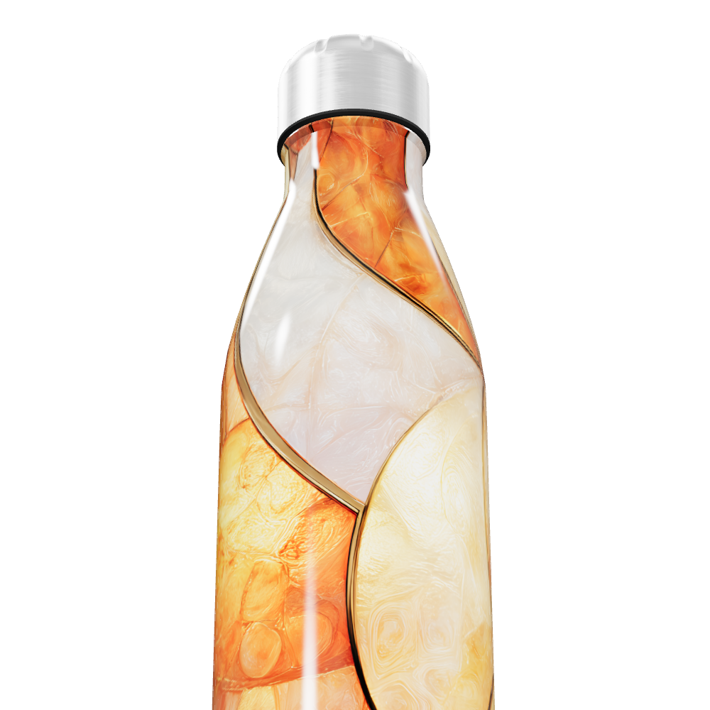Garrafa Inox - Design Abstrato Laranja