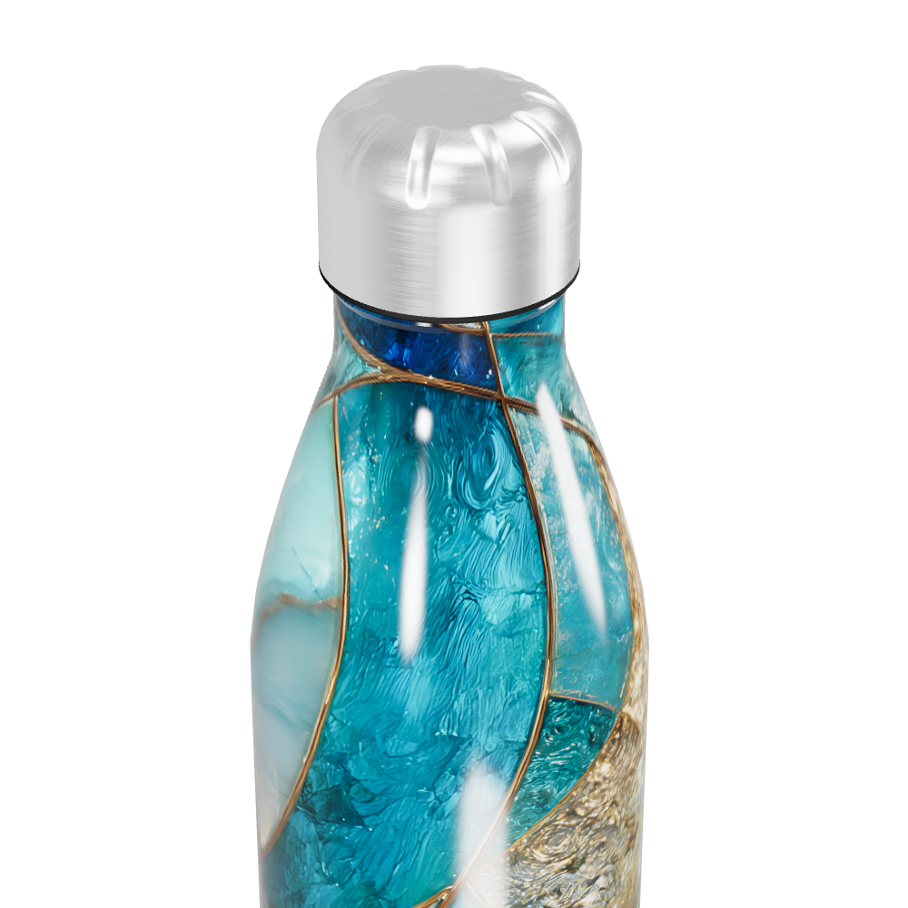 Garrafa Inox - Estampa Azul e Dourada