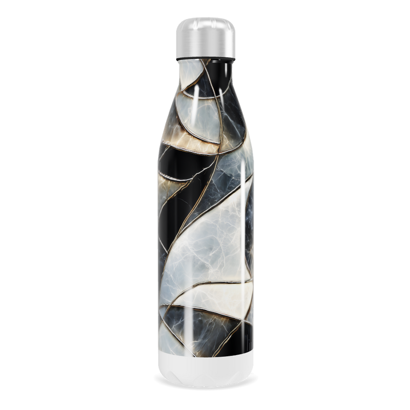 Garrafa Inox - Mármore Preto e Branco
