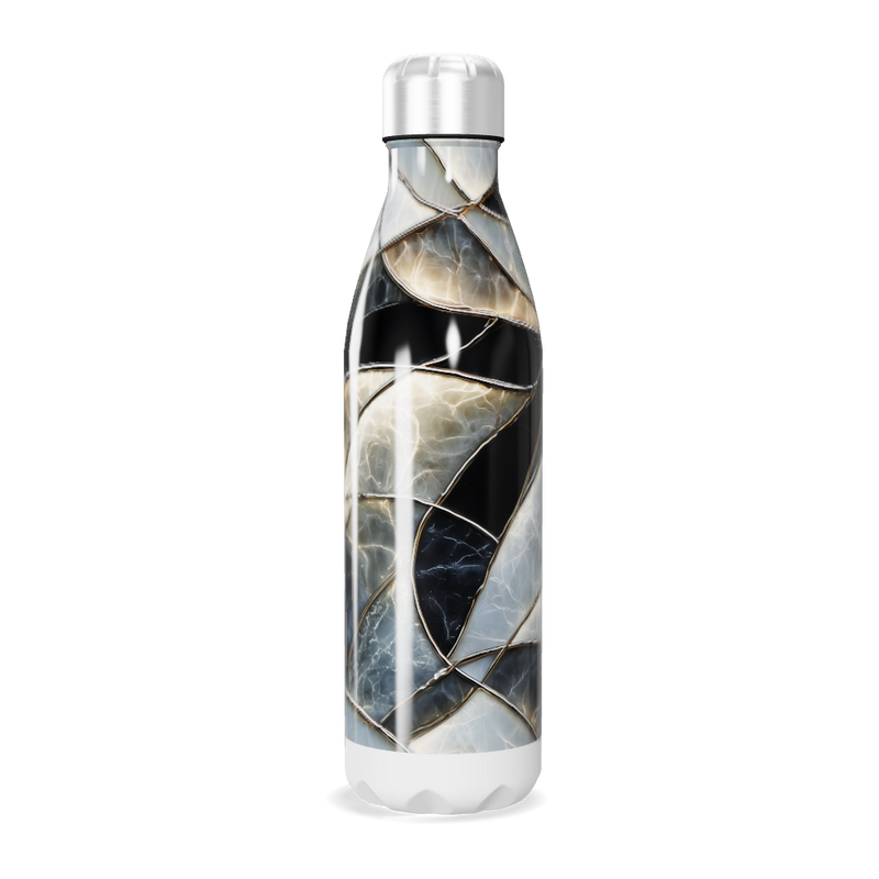 Garrafa Inox - Mármore Preto e Branco