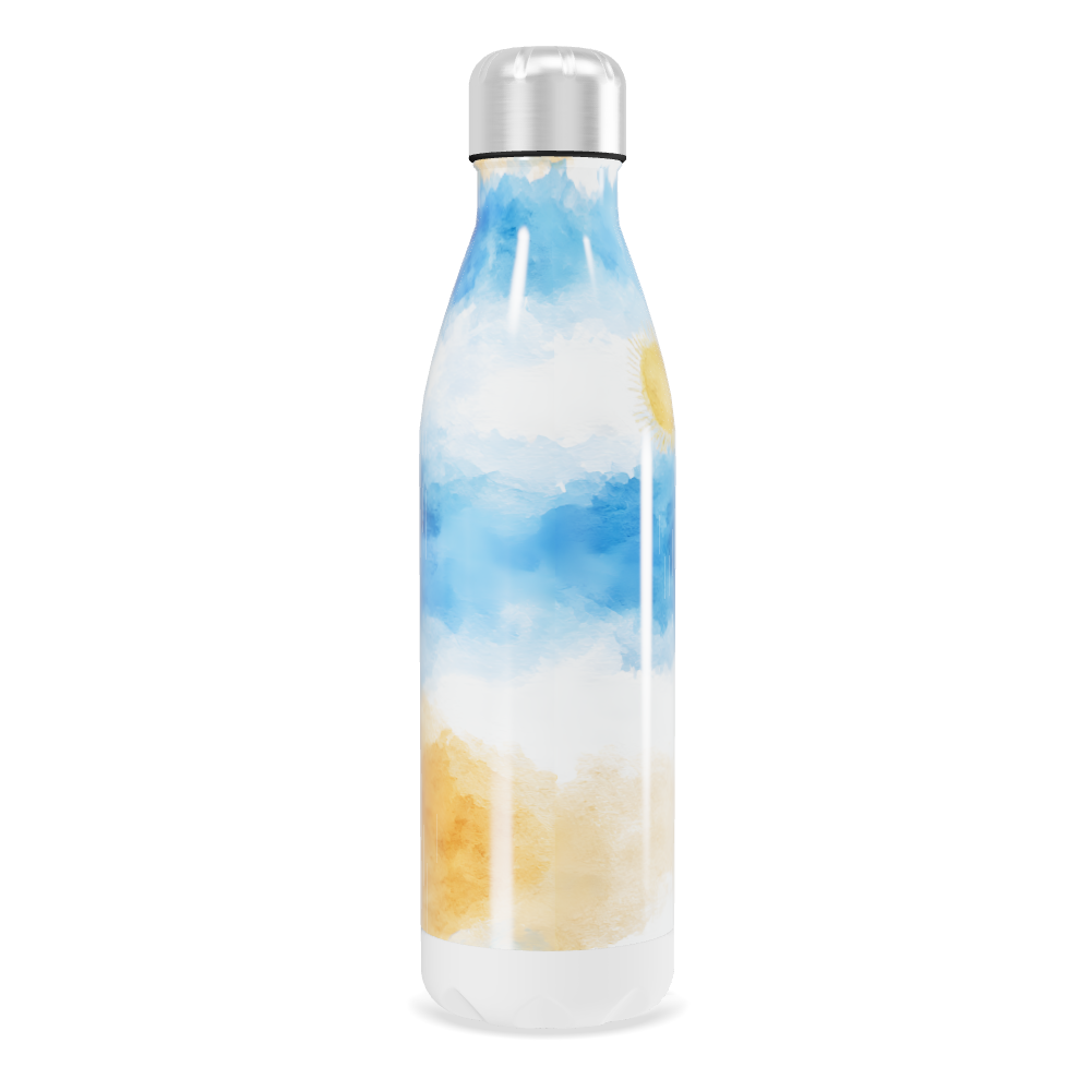 Garrafa Inox - Azul e Branco Estampada