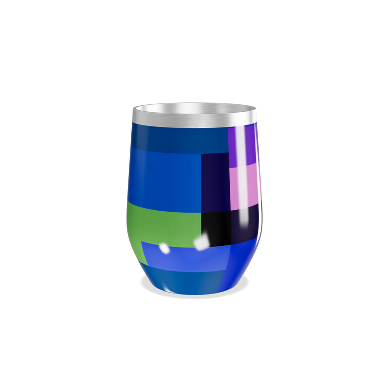 Copo Térmico Slim - Estampa Geométrica Verde Azul